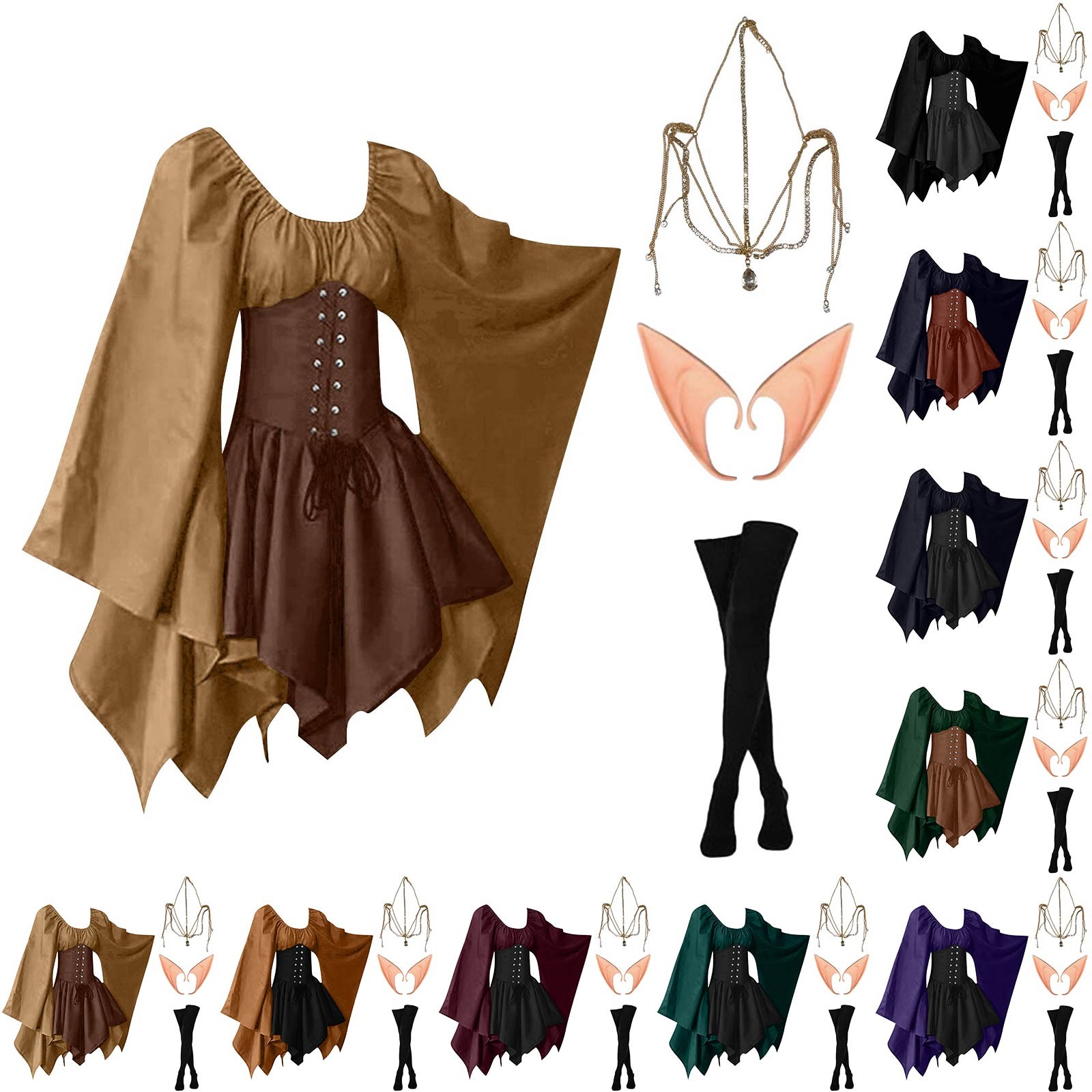 Elf Costume Christmas - Halloween Cosplay Palacio Victoria Medieval Vintage