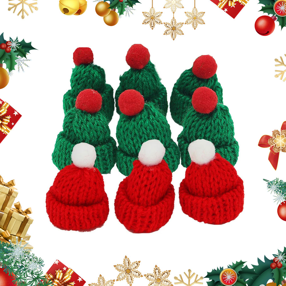 Santa Hat Plush - 10 Uds. De Mini gorro tejido