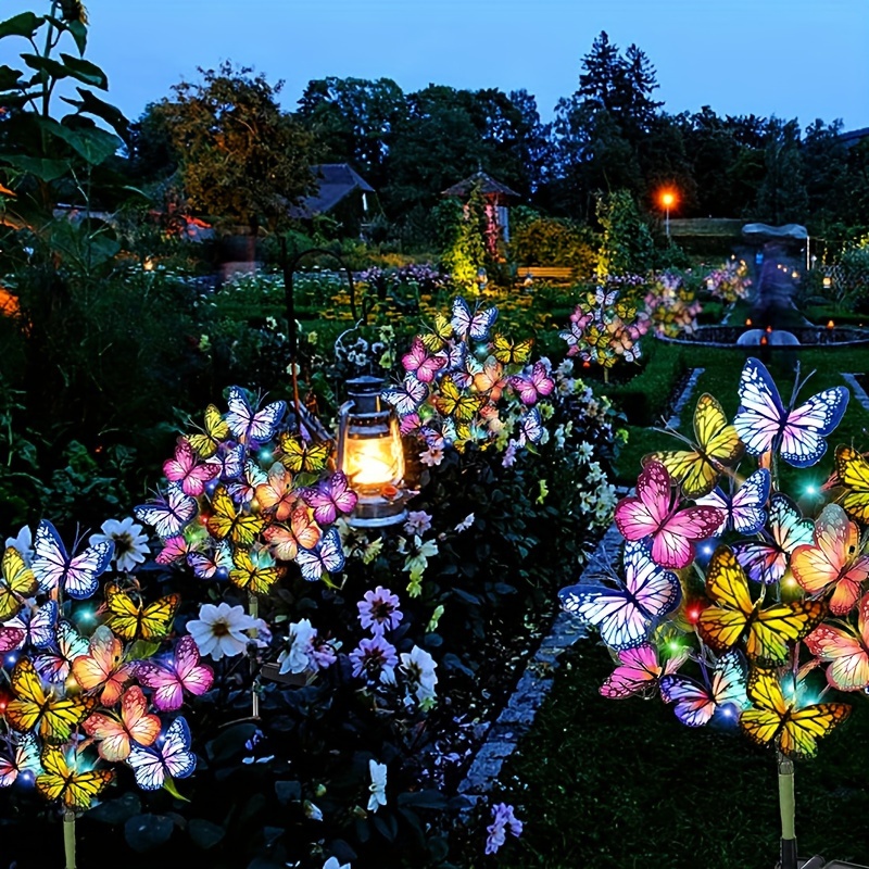 Christmas Lights Outdoor - Luces LED solares de mariposa para
