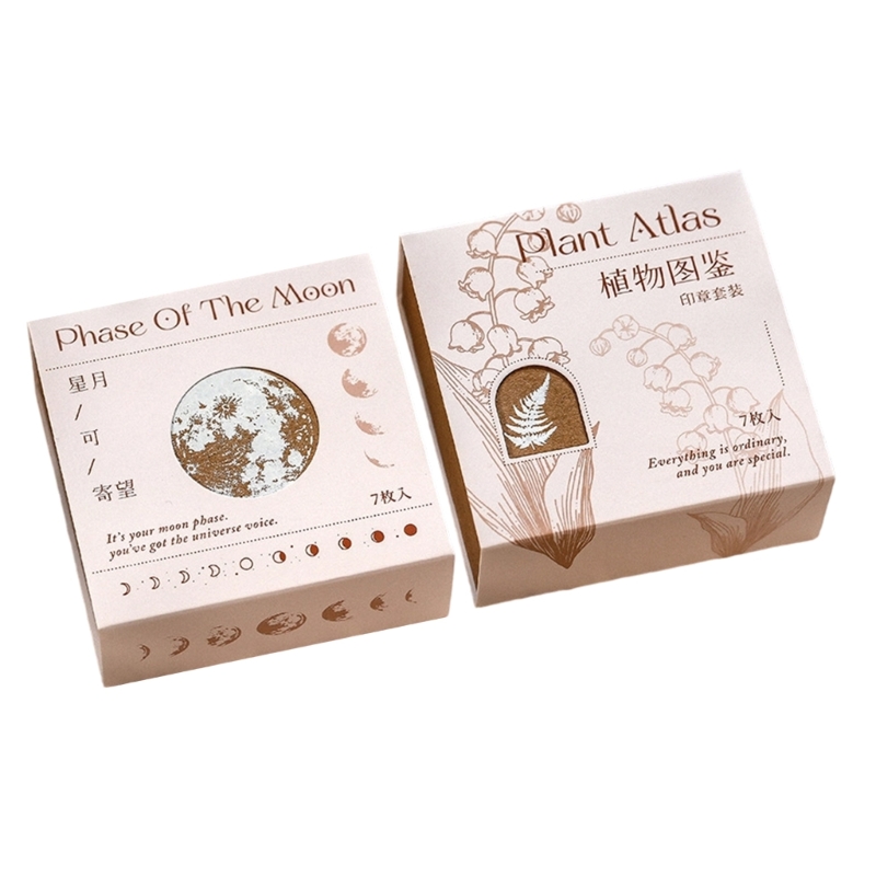 Gift Box Wrap Set - Juego sellos bloques madera, herramienta artesanal