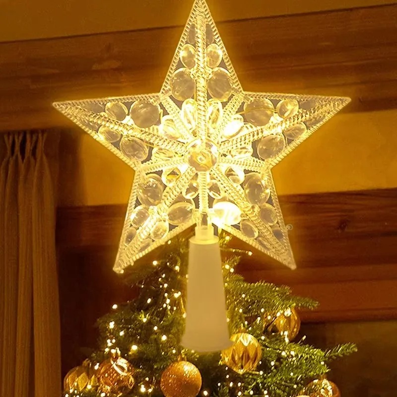 Star Tree Topper - Adorno de árbol de Navidad brillante