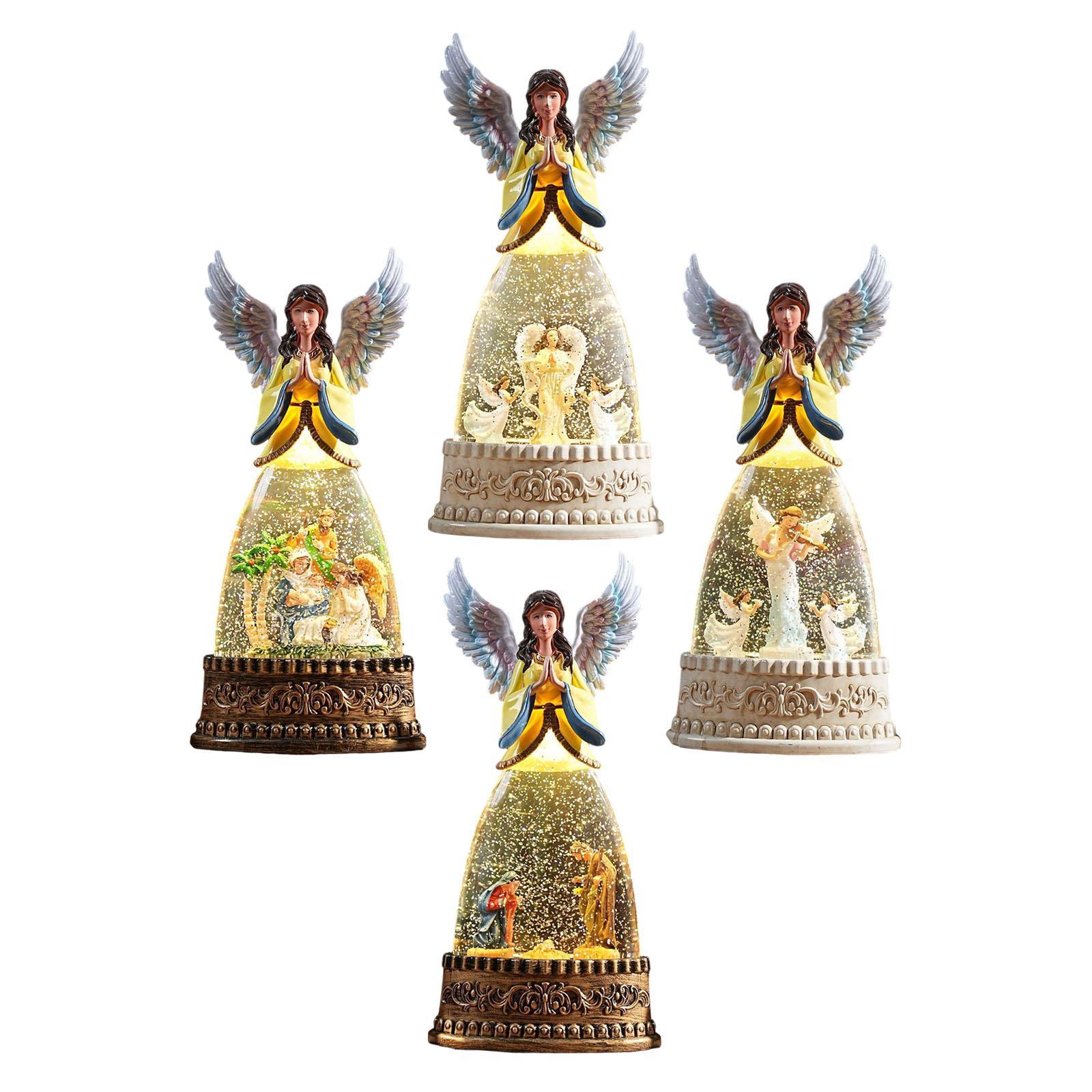 Snow Globe Musical - Estatuilla de ángel iluminada, globo de
