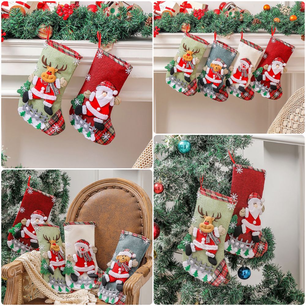 Christmas Stocking Hanging - Calcetines Navideños Multicolores con Diseño de