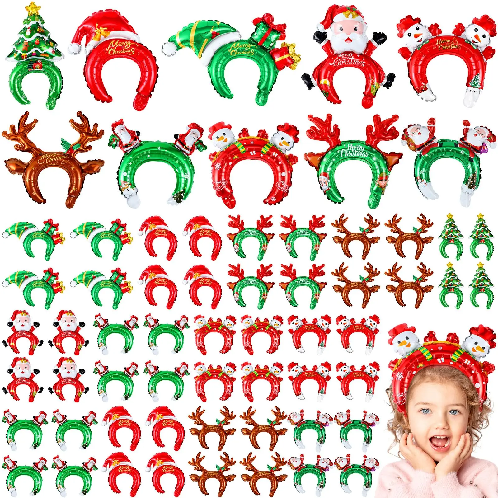 Reindeer Antlers Headband - Diademas inflables de Navidad, globo de