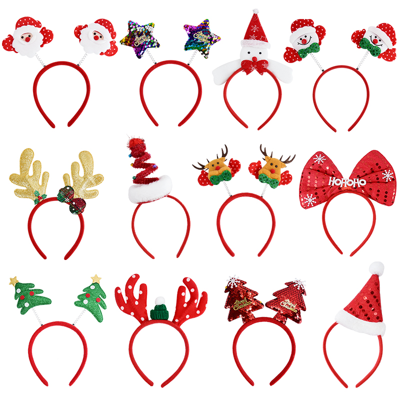 Reindeer Antlers Headband - Diadema navideña para niños y adultos,
