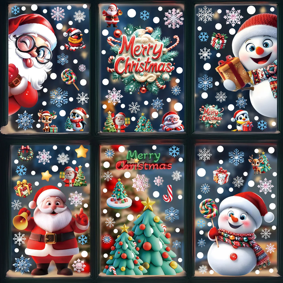 Snowflake Window Decal - 2025 Adhesivos navideños para ventanas estáticas: