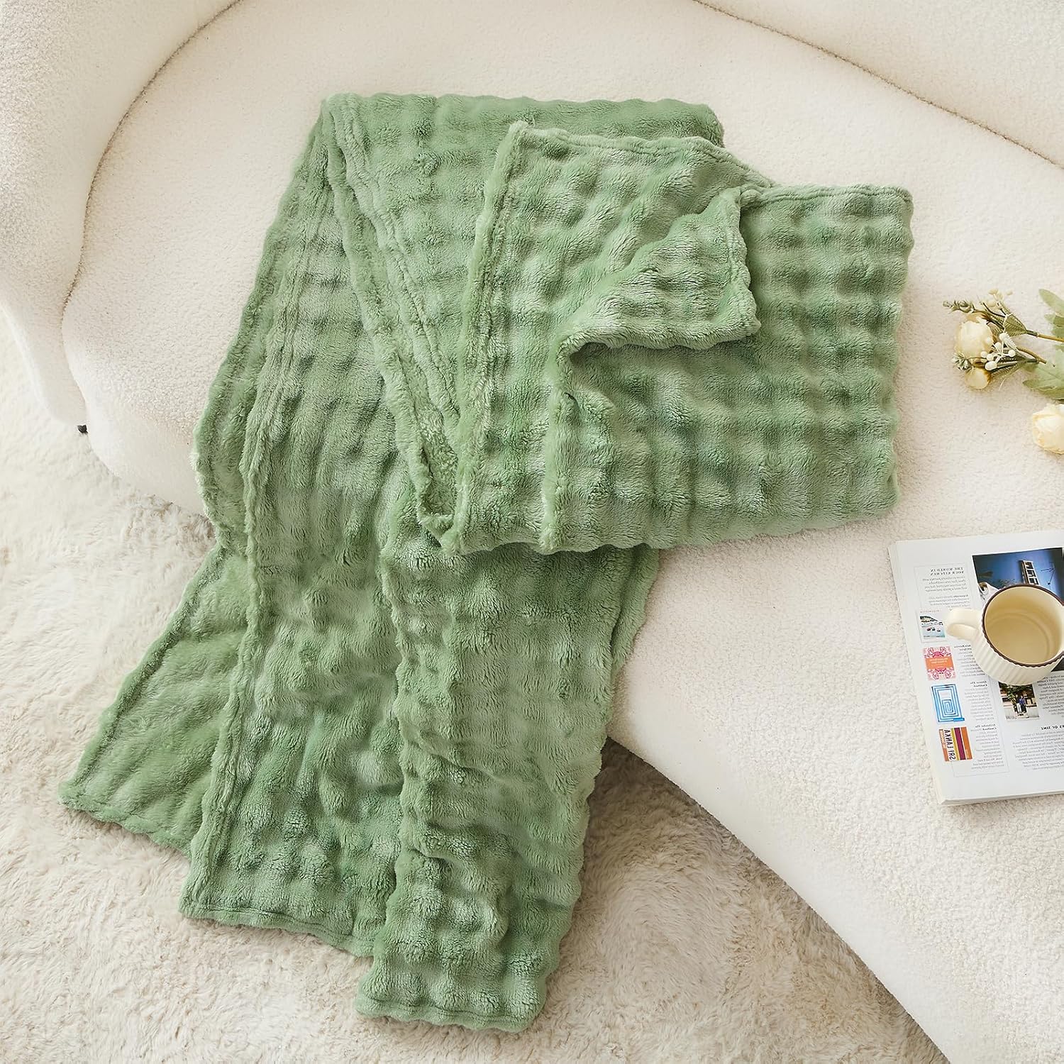 Manta polar de burbujas verde  - Christmas Throw Blanket reseña y precio