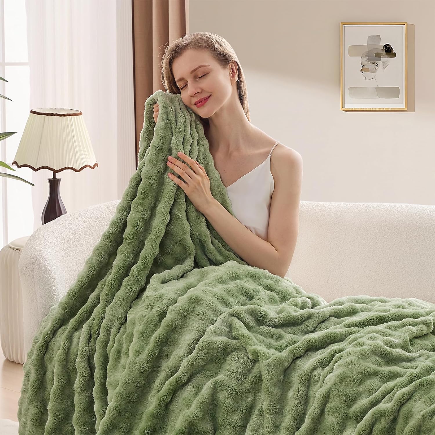 Manta polar de burbujas verde  - Christmas Throw Blanket reseña y precio