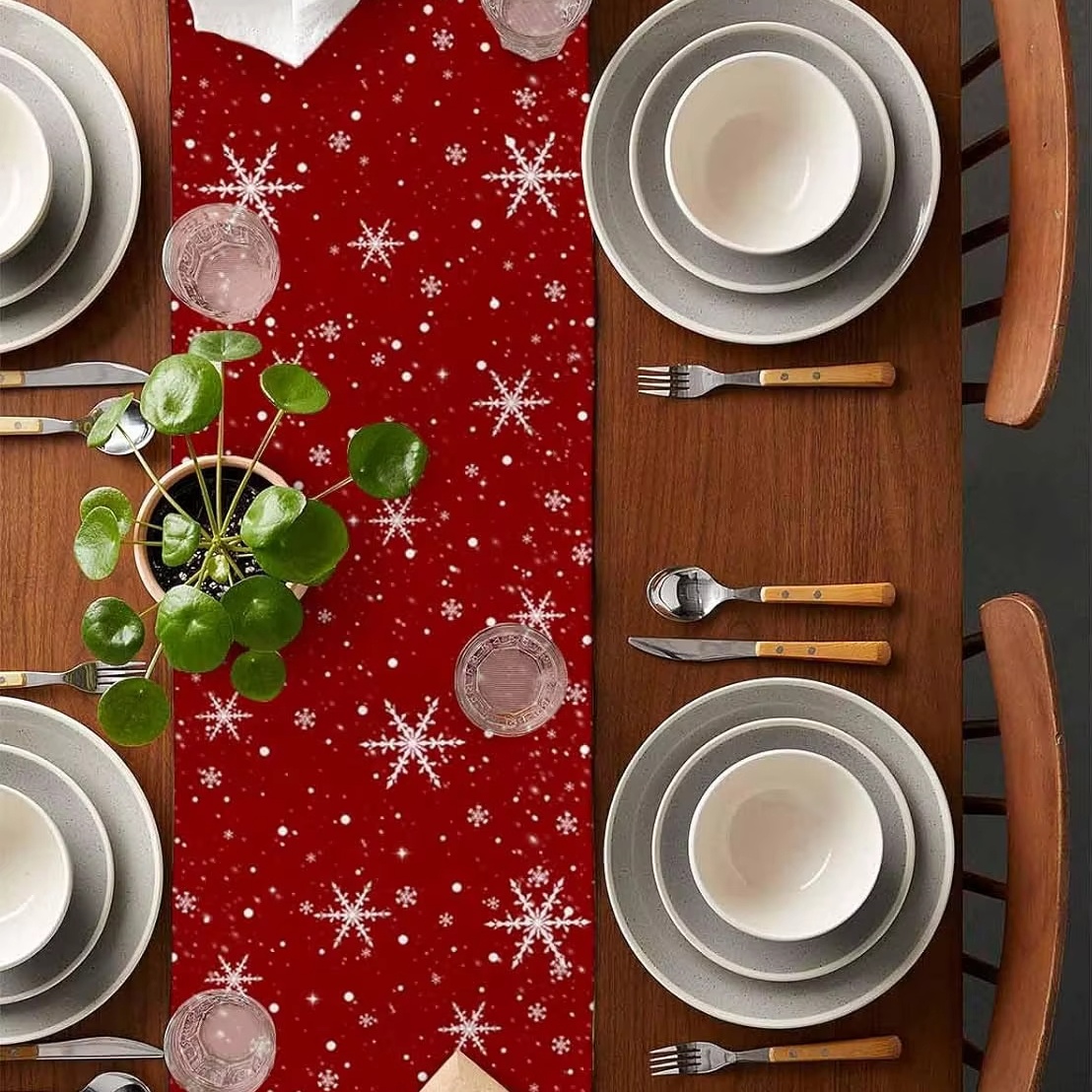 Camino de mesa rojo con diseño - Christmas Table Runner reseña y precio