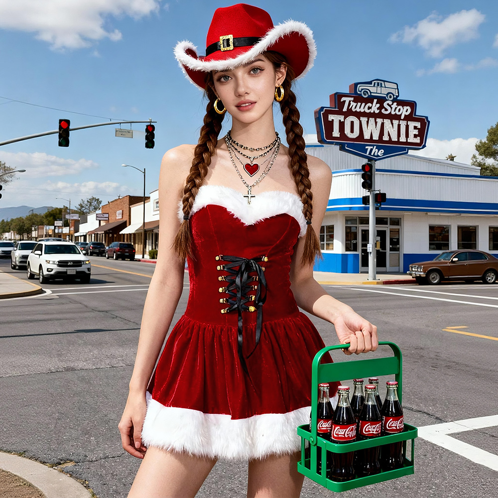 Conjunto de Vestido Sexy de Sa - Santa Hat Plush reseña y precio