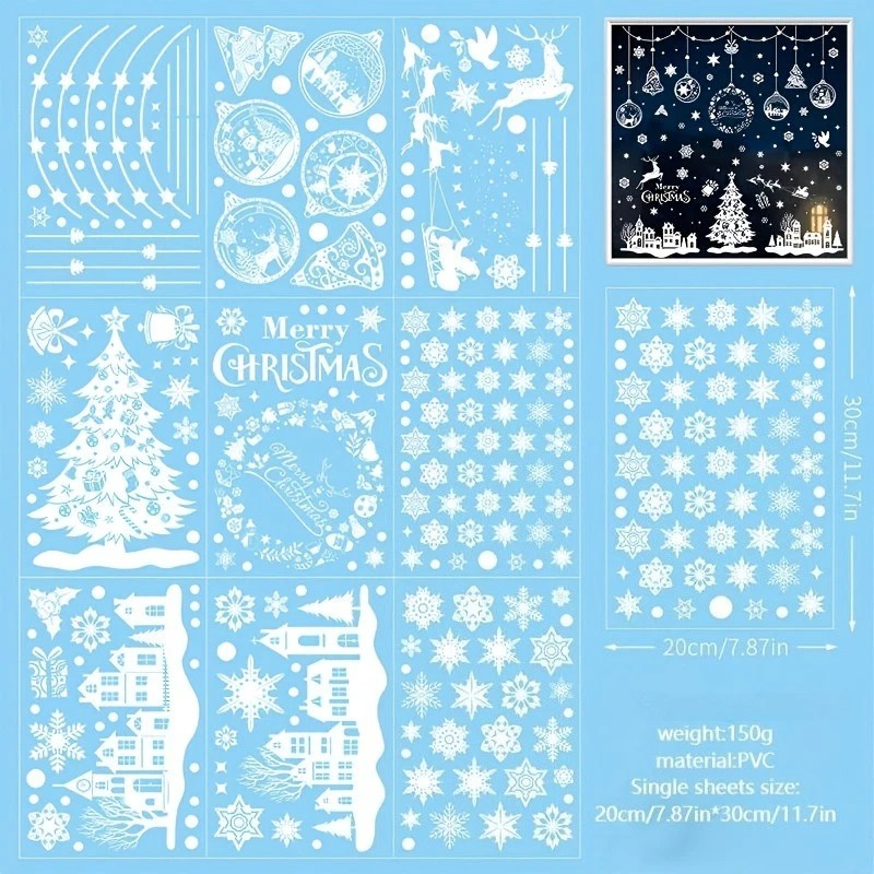 9 Hojas, 243 Piezas, Adhesivos - Snowflake Window Decal reseña y precio