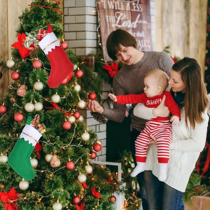 Medias navideñas con adornos d - Christmas Stocking Hanging reseña y precio