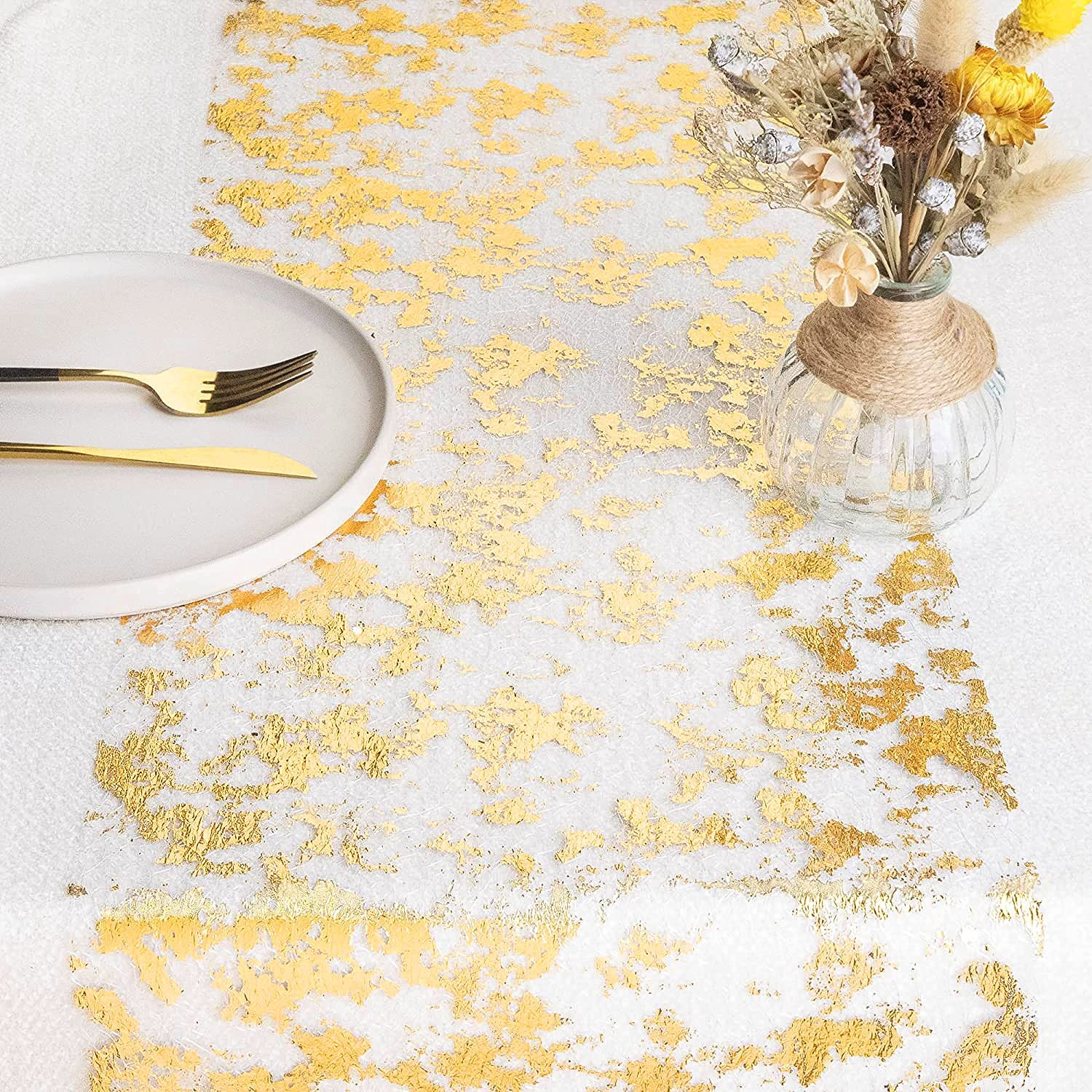 Rollo de malla fina de oro bri - Christmas Table Runner reseña y precio