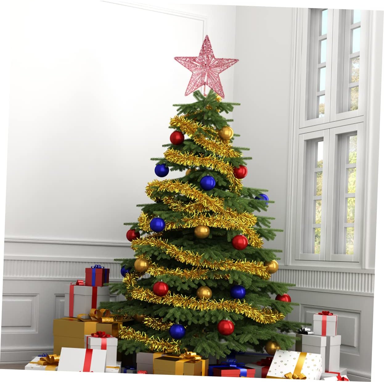Navidad Rosa Pentagonal Top es - Star Tree Topper reseña y precio
