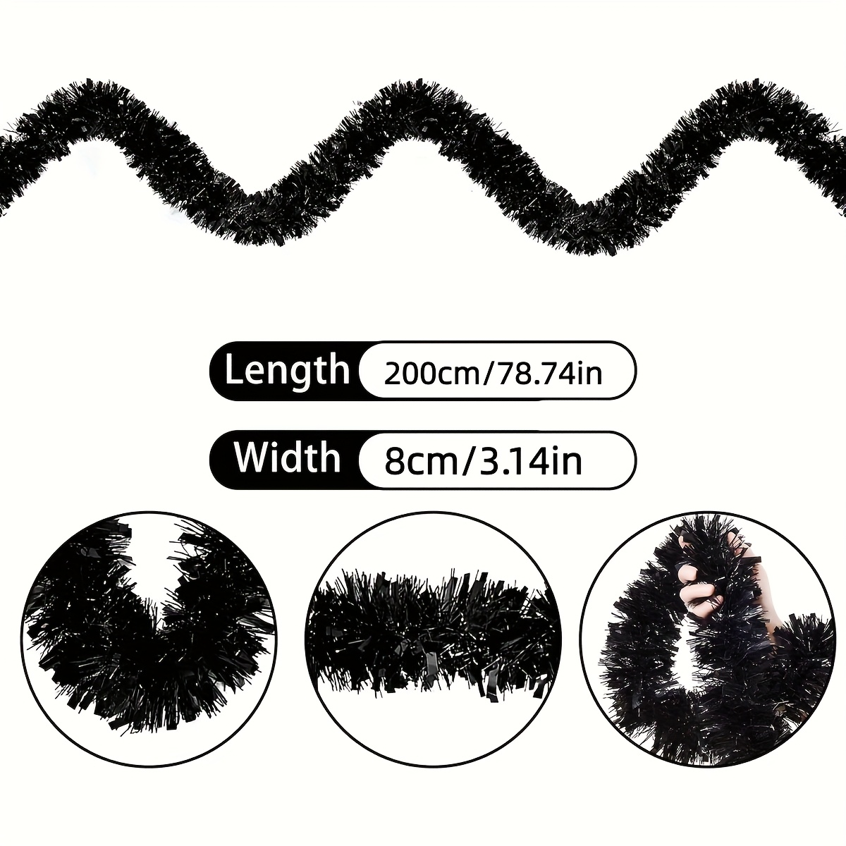 Guirnalda de Oropel Negro Metá - Tinsel Garland Decoration reseña y precio