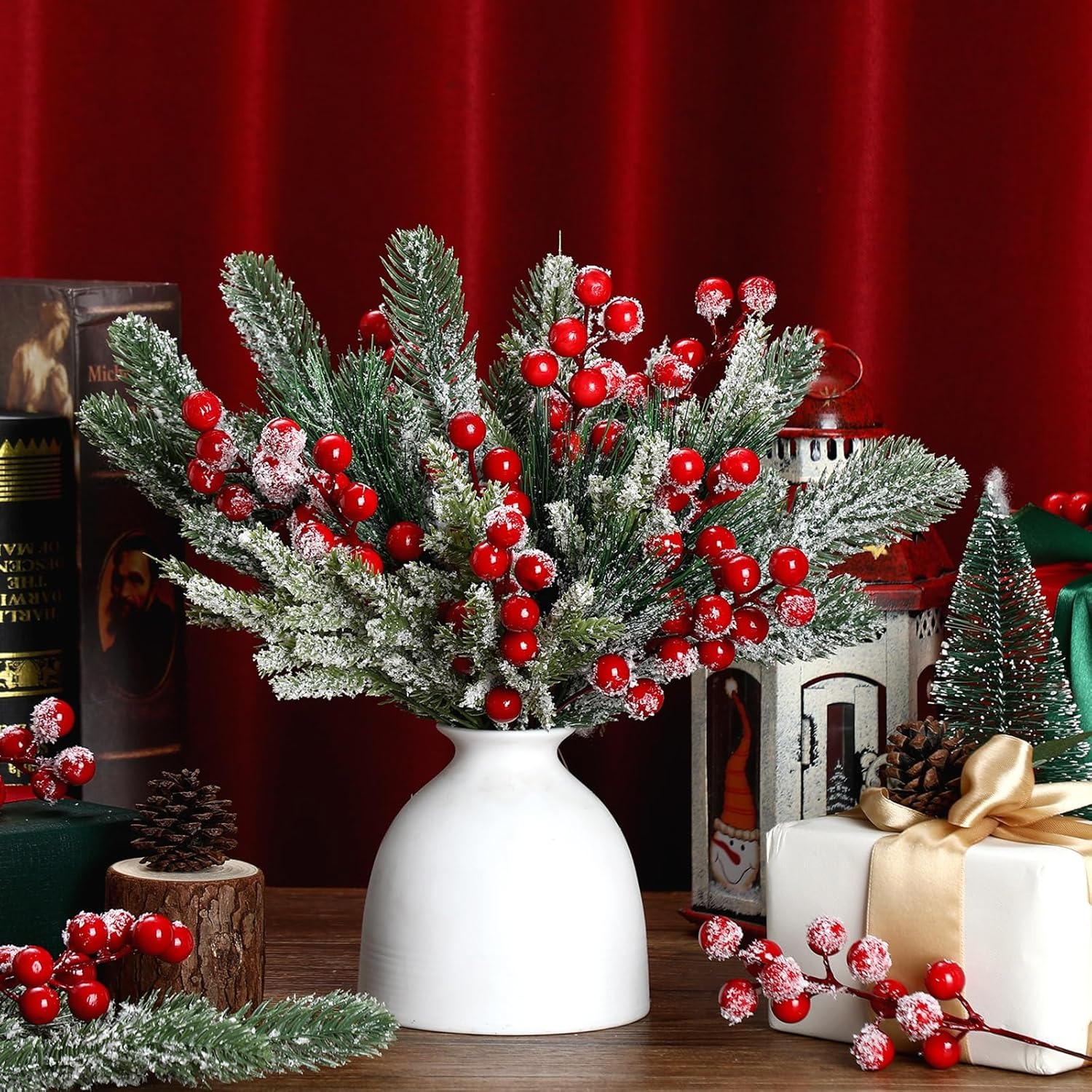 Ramas de pino blanco como la n - Christmas Wreath Fake reseña y precio