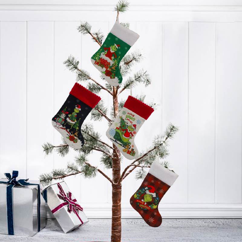 Calcetín navideño Grinch calce - Christmas Stocking Hanging reseña y precio